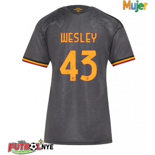 Camiseta AS Roma Wesley Franca #43 Tercera Equipación para mujer 2026-27 manga corta